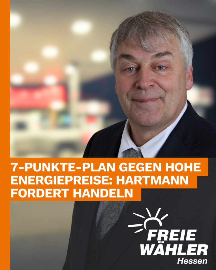 7-Punkte-Plan gegen hohe Energiepreise: Hartmann fordert Handeln